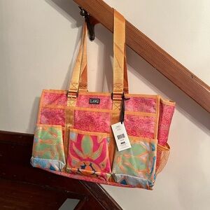 NWOT Vibrant Floral Essential Tote by Artist Tim Coffey for LANG Beach Camping